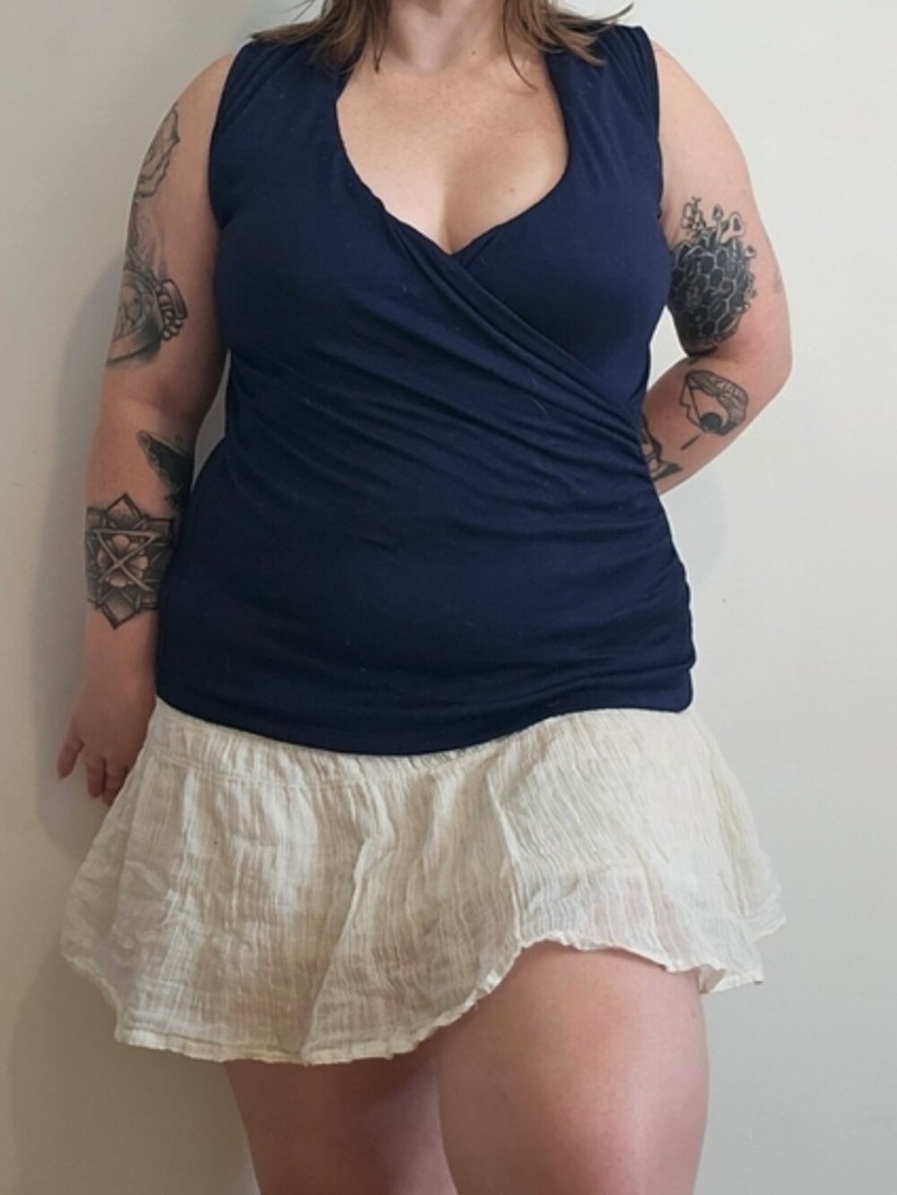 Worthington Navy Sleeveless Draped Crossover Camisole - Picture 7 of 7